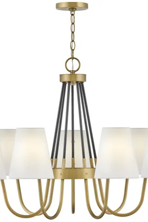 Aston 7 Light 33.25 inch Heritage Brass with Black Indoor Chandelier Ceiling Light Super Sale
