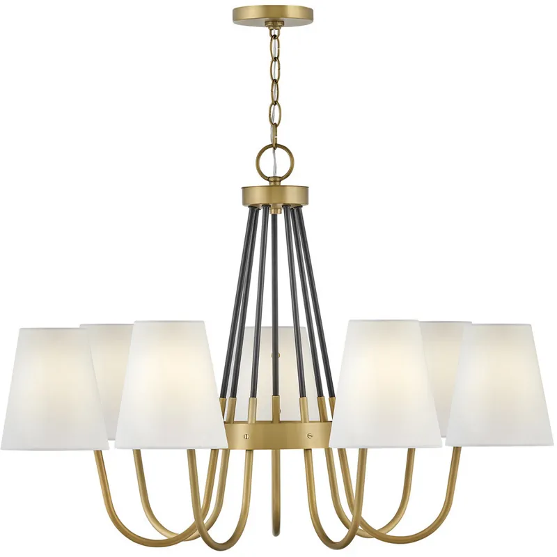 Aston 7 Light 33.25 inch Heritage Brass with Black Indoor Chandelier Ceiling Light Super Sale