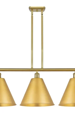 Ballston Cone 3 Light 39 inch Satin Gold Island Light Ceiling Light Cheap