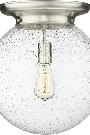 Beacon 1 Light 14 inch Satin Nickel Flush Mount Ceiling Light Super Sale