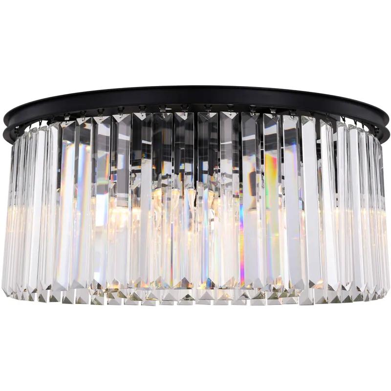 Best Price Sydney 8 Light 32 inch Matte Black Flush Mount Ceiling Light in Clear, Urban Classic