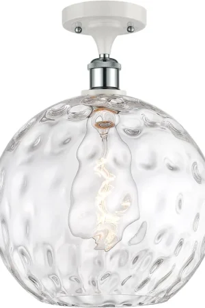 Certified Ballston Athens Water Glass LED 12 inch White and Polished Chrome Semi-Flush Mount Ceiling Light