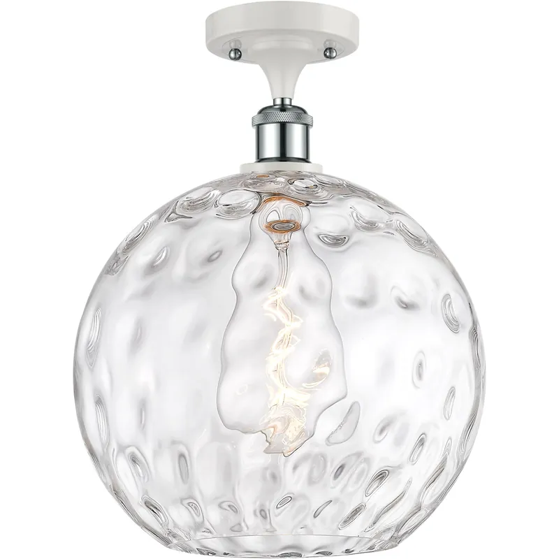 Certified Ballston Athens Water Glass LED 12 inch White and Polished Chrome Semi-Flush Mount Ceiling Light