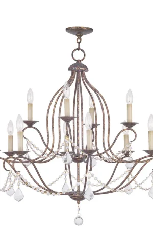 Chesterfield 12 Light 34 inch Hand Applied Venetian Golden Bronze Chandelier Ceiling Light Editor’s Pick