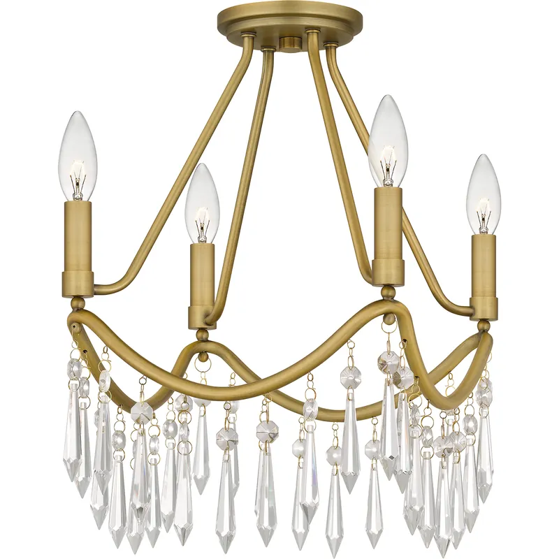 Buy Today Airedale 4 Light 12 inch Aged Brass Semi-Flush Mount Ceiling Light