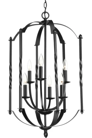 Best Seller Greyson 6 Light 18.13 inch Matte Black Foyer Chandelier Ceiling Light