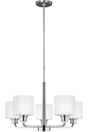 Budget Canfield 5 Light 23.88 inch Brushed Nickel Chandelier Ceiling Light