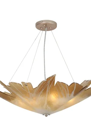 Champagne Leaf 3 Light 30 inch Autumn Wood Silver Chandelier Ceiling Light, Always Wholesale