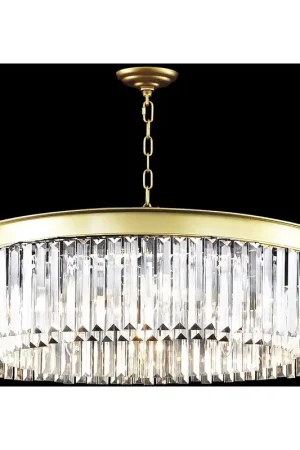 Brand New Contemporary Europa Satin Gold Crystal Chandelier Ceiling Light