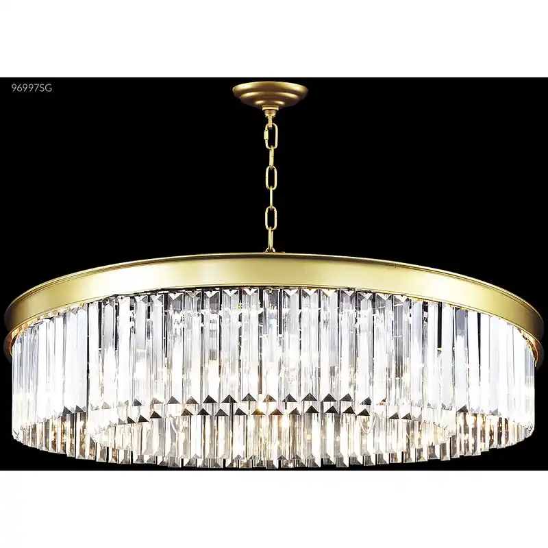 Brand New Contemporary Europa Satin Gold Crystal Chandelier Ceiling Light