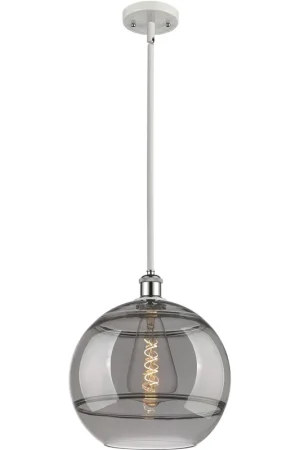 Buy Today Ballston Rochester 1 Light 12 inch White Polished Chrome Stem Hung Mini Pendant Ceiling Light