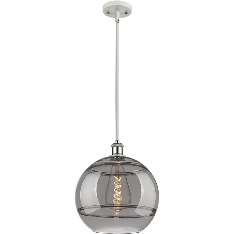 Buy Today Ballston Rochester 1 Light 12 inch White Polished Chrome Stem Hung Mini Pendant Ceiling Light
