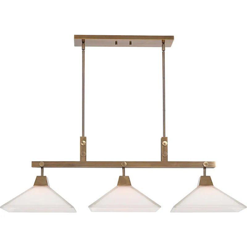 Cheap Brookdale 3 Light 44 inch Aged Brass Linear Chandelier Ceiling Light