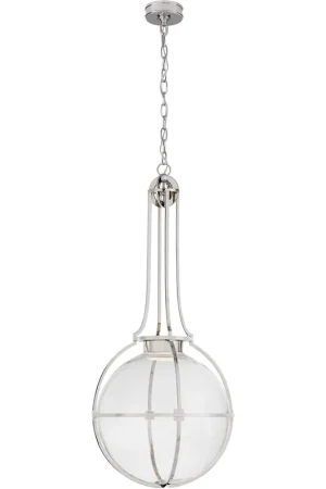 Chapman & Myers Gracie LED 19.25 inch Polished Nickel Captured Globe Pendant Ceiling Light, Large Professional Grade