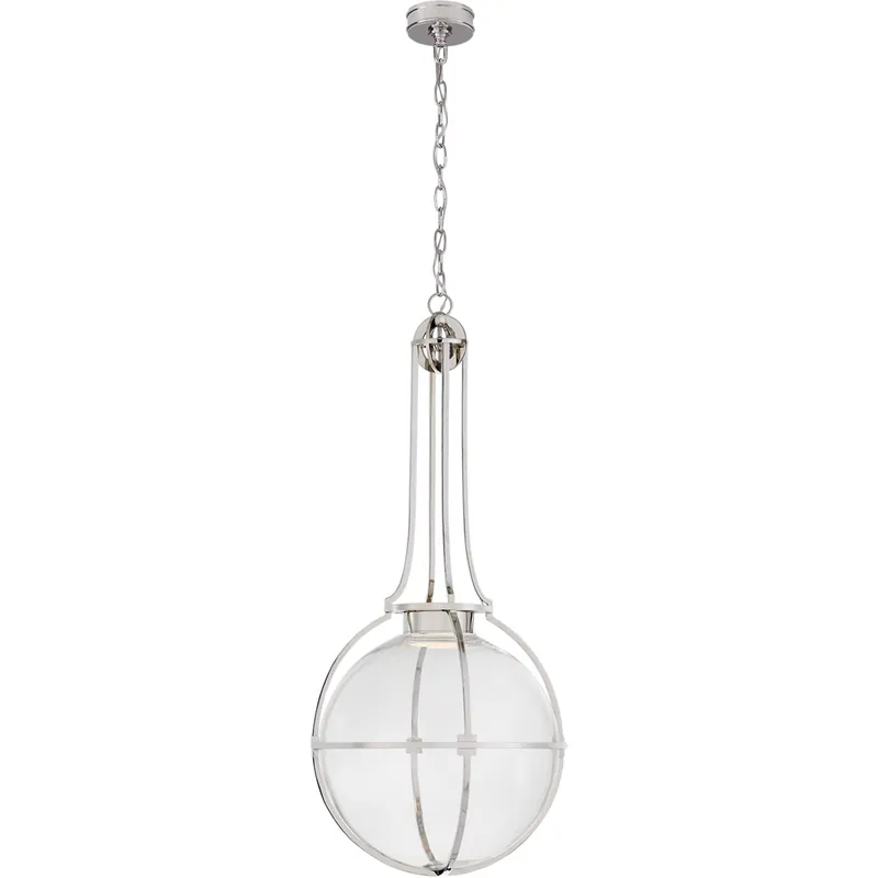 Chapman & Myers Gracie LED 19.25 inch Polished Nickel Captured Globe Pendant Ceiling Light, Large Professional Grade