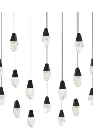 Beyond Martini LED 12 inch Black Multi-Light Pendant Ceiling Light in Optic Haze, Linear Canopy New Release