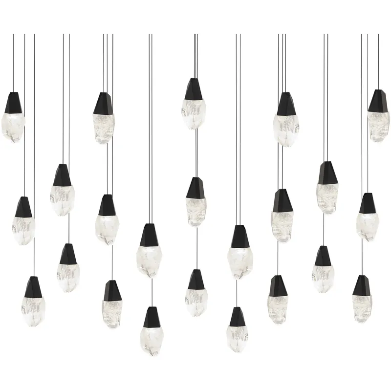 Beyond Martini LED 12 inch Black Multi-Light Pendant Ceiling Light in Optic Haze, Linear Canopy New Release