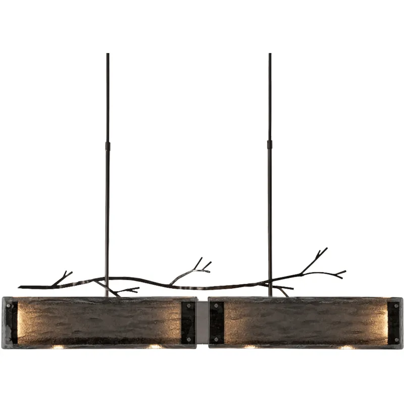 Big Sale Ironwood LED 44.4 inch Gilded Brass Linear Pendant Ceiling Light in 3000K LED, Smoke Granite