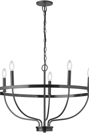 Cesar 5 Light 29 inch Matte Black Chandelier Ceiling Light In Demand
