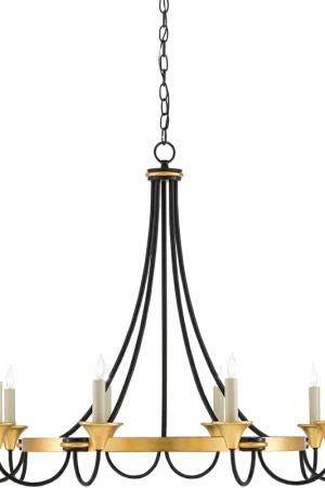 Certified Hanlon 10 Light 36.75 inch Washed Black/Contemporary Gold Leaf Chandelier Ceiling Light