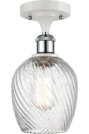 Ballston Salina 1 Light 5 inch White and Polished Chrome Semi-Flush Mount Ceiling Light, Ballston Price Drop