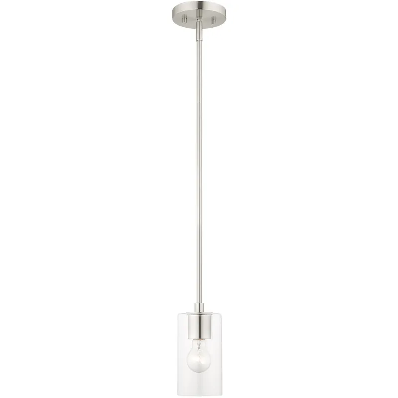 Zurich 1 Light 5 inch Brushed Nickel Pendant Ceiling Light Worldwide Shipping