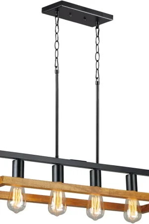 Black Forest 4 Light 30 inch Black/Ashbury Linear Pendant Ceiling Light Editor’s Pick