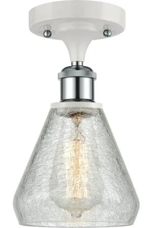 Ballston Conesus 1 Light 6 inch White and Polished Chrome Semi-Flush Mount Ceiling Light, Ballston Next Day Delivery