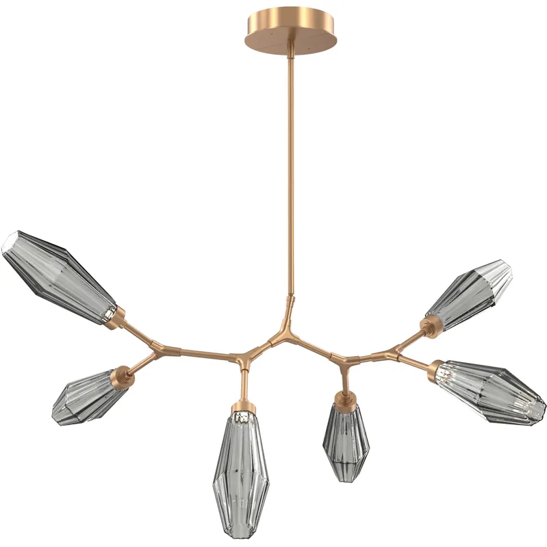 Cheap Aalto LED 43 inch Novel Brass Linear Pendant Ceiling Light in 3000K LED, Optic Rib Smoke, Modern Branch