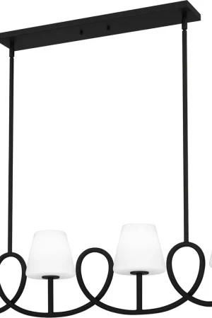 Atkins 4 Light 40 inch Matte Black Island Light Ceiling Light, Medium Don’t Miss Out