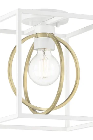 Bargain Kew Gardens 1 Light 10 inch Matte White Semi-Flush Ceiling Light