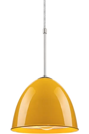 Classic 1 Light 9.6 inch Matte Chrome Large Pendant Ceiling Light in Canary Yellow Hassle-Free Returns