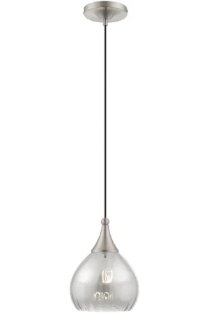 Art Glass 1 Light 7 inch Brushed Nickel Mini Pendant Ceiling Light Budget