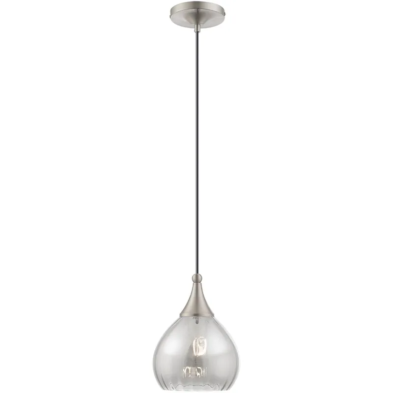 Art Glass 1 Light 7 inch Brushed Nickel Mini Pendant Ceiling Light Budget