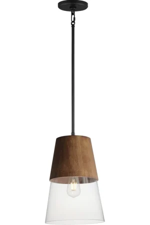 Carpenter 1 Light 10 inch Walnut and Black Mini Pendant Ceiling Light Hassle-Free Returns