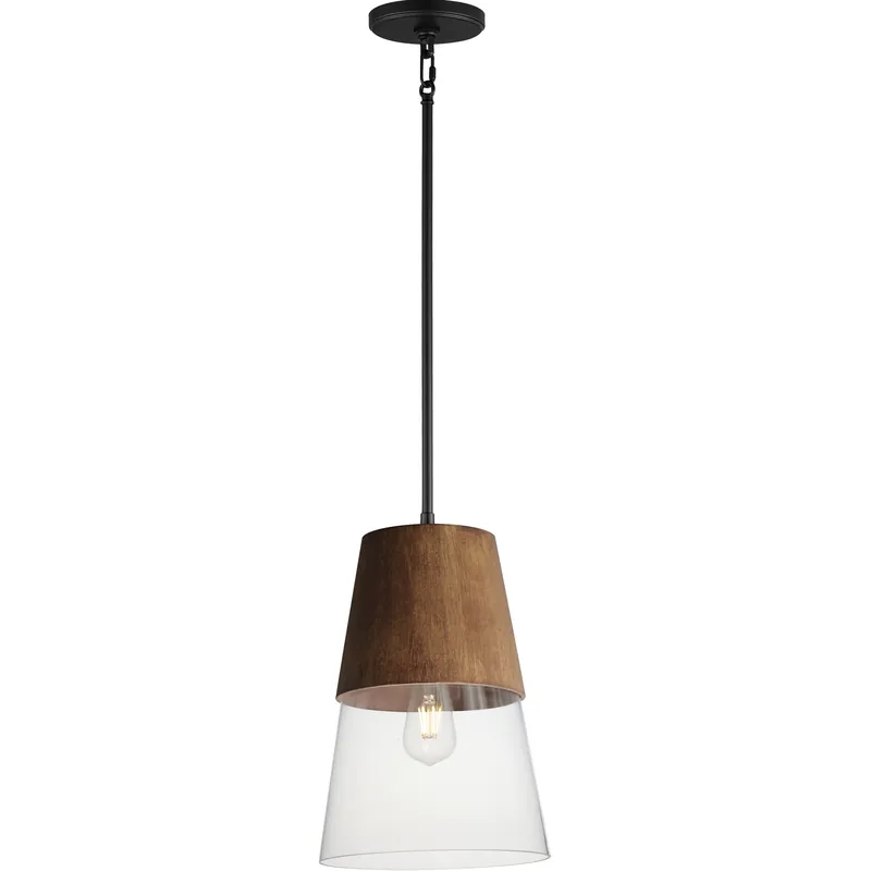 Carpenter 1 Light 10 inch Walnut and Black Mini Pendant Ceiling Light Hassle-Free Returns