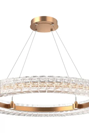 Authentic Asscher LED Novel Brass Chandelier Ceiling Light, Ring