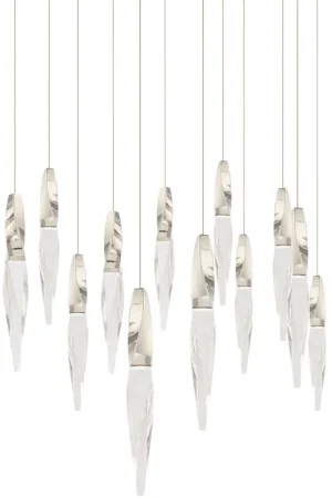 Beyond Kindjal LED 9.5 inch Polished Nickel Multi-Light Pendant Ceiling Light, Linear Canopy Fan Favorite