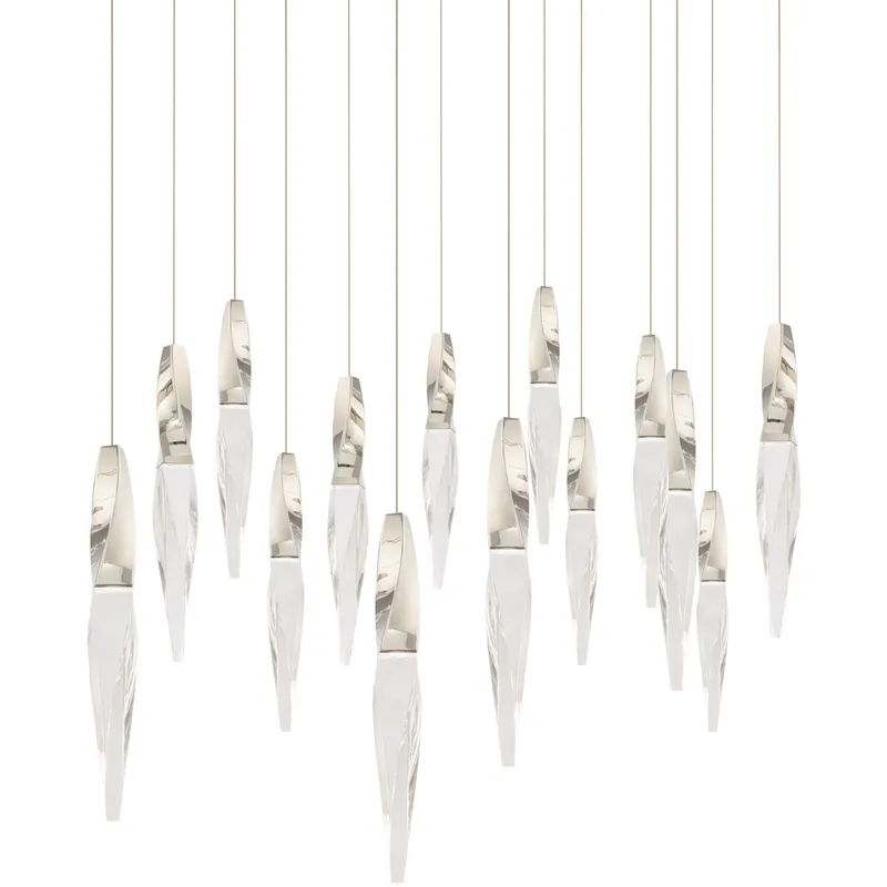 Beyond Kindjal LED 9.5 inch Polished Nickel Multi-Light Pendant Ceiling Light, Linear Canopy Fan Favorite