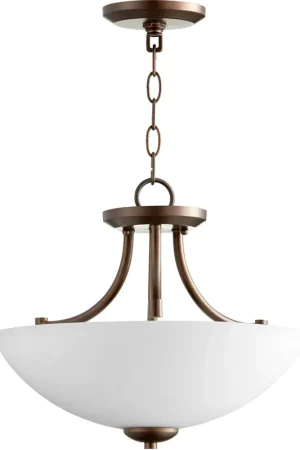 Barkley 3 Light 15 inch Oiled Bronze Dual Mount Pendant Ceiling Light Next Day Delivery