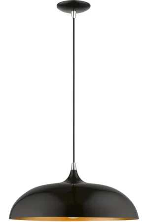 Amador 1 Light 18 inch Shiny Black with Polished Chrome Accents Pendant Ceiling Light Reduced Price