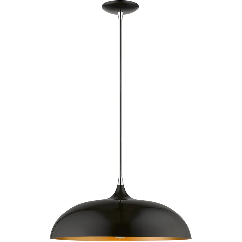 Amador 1 Light 18 inch Shiny Black with Polished Chrome Accents Pendant Ceiling Light Reduced Price