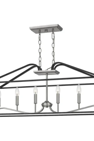 Certified Catalina 6 Light 42 inch Matte Black Island Light Ceiling Light