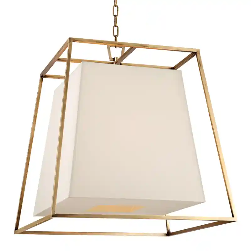 Kyle 6 Light 24 inch Aged Brass Chandelier Ceiling Light in White Faux Silk Limited Edition