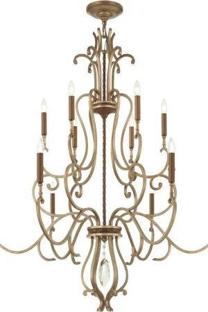 Buy Online Magnolia Manor 12 Light 42 inch Pale Gold with Distressed Bronze Chandelier Ceiling Light