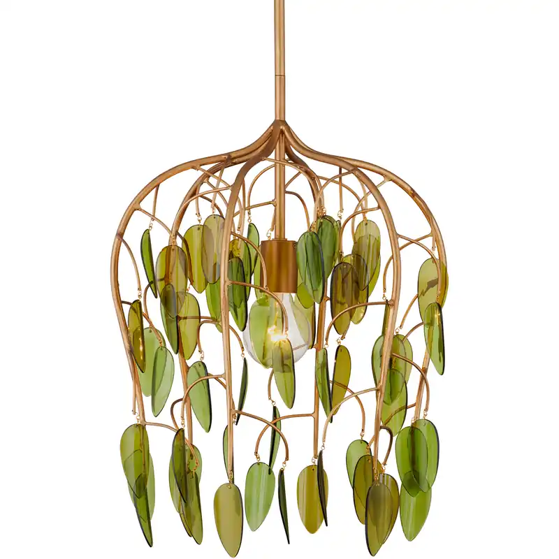 Midsummer 1 Light 16 inch Brass/Green Pendant Ceiling Light Direct From Factory