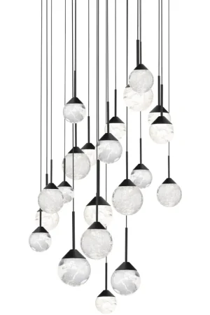 Beyond Quest LED 26 inch Black Multi-Light Pendant Ceiling Light, Round Canopy One Day Deal