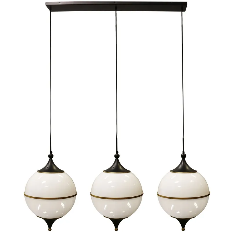 Place Order Benedict 9 Light 15.25 inch Milk White and Brass with Black Pendant Ceiling Light