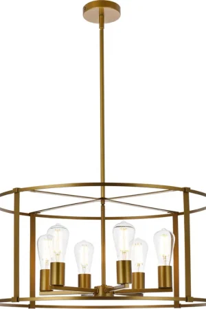 Agnys 6 Light 26 inch Brass Pendant Ceiling Light Best Choice