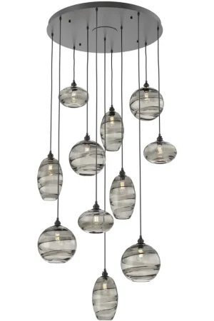 Best Seller Misto 11 Light 36.6 inch Matte Black Chandelier Ceiling Light, Round Multi-Port